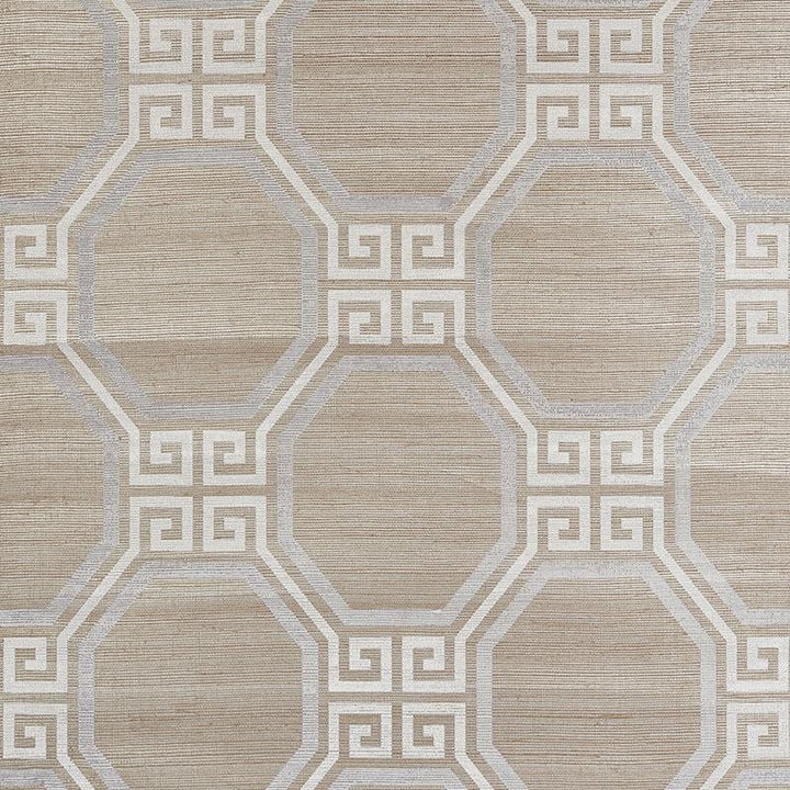 Octavia Hemp Shimmer Quartz 5008980 by Schumacher Designer Wallpaper Orient Express 11.25" - Swanky Fabrics -