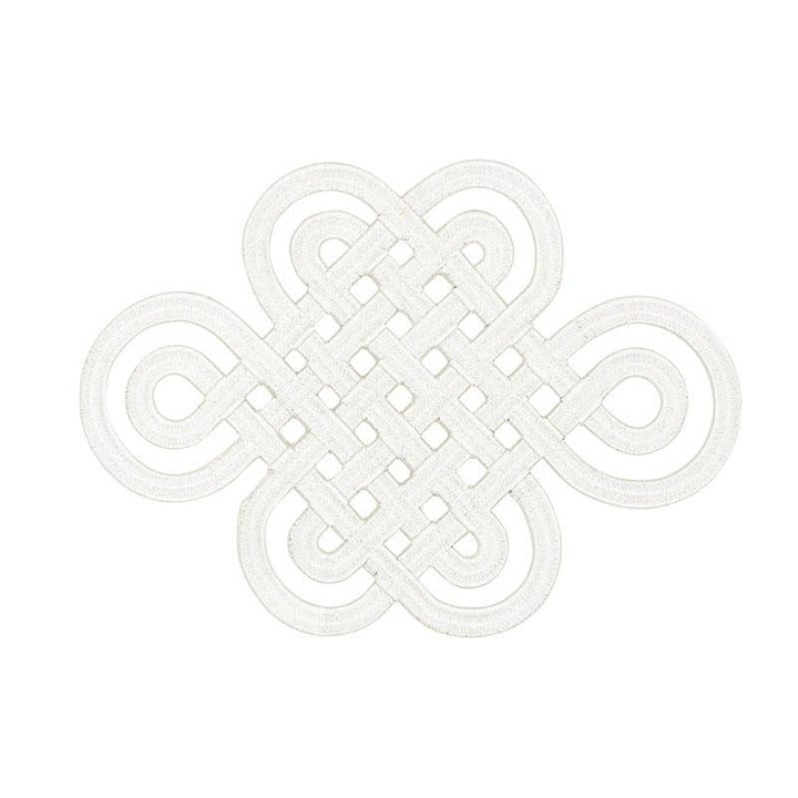 Good Luck Knot Appliqu Ivory 73050 by Schumacher Designer Trim Orient Express 9.0" - Swanky Fabrics -