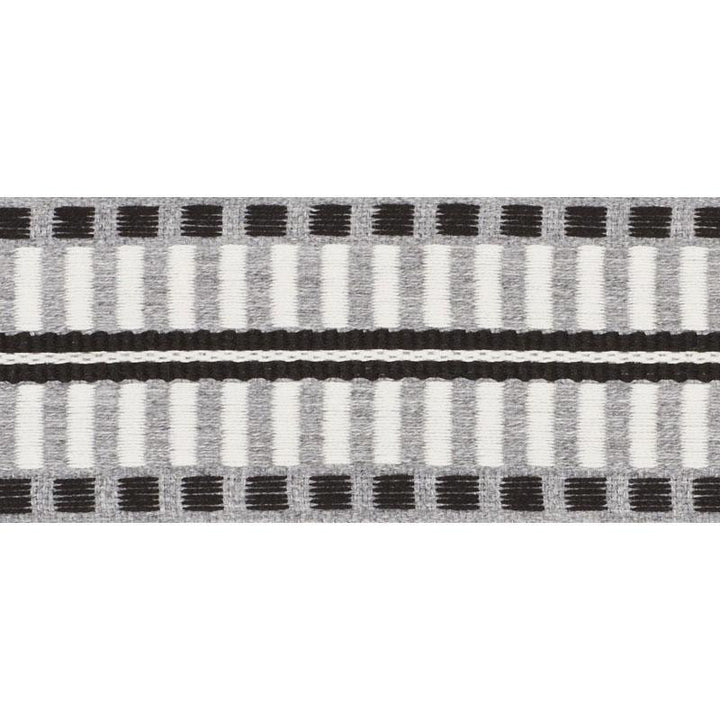 Jacobsen Tape Indoor/Outdoor Grey 73630 by Schumacher Designer Trim Indoor/Outdoor: Prints & Wovens - Swanky Fabrics -