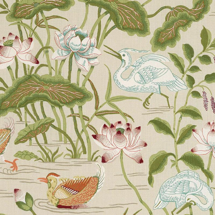 Lotus Garden Parchment 172936 by Schumacher Designer Fabric Schumacher Classics 27.0" - Swanky Fabrics -