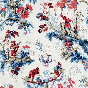 Plaisirs De La Chine Bleu & Rouge 172853 by Schumacher Designer Fabric
