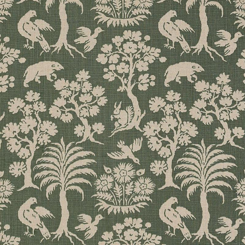 Woodland Silhouette Moss 176173 by Schumacher Designer Fabric A Country Life 13.5" - Swanky Fabrics -