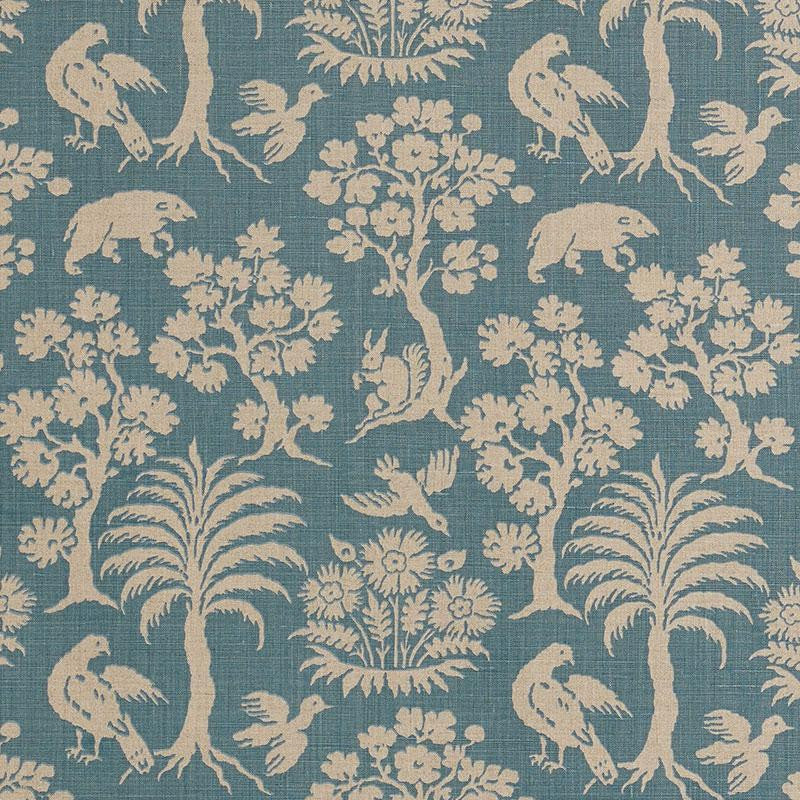 Woodland Silhouette Cadet 176174 by Schumacher Designer Fabric Schumacher Classics 13.5" - Swanky Fabrics -