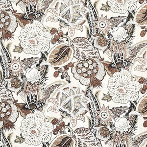 Zanzibar Linen Print Ebony & Mocha 173524 by Schumacher Designer Fabric