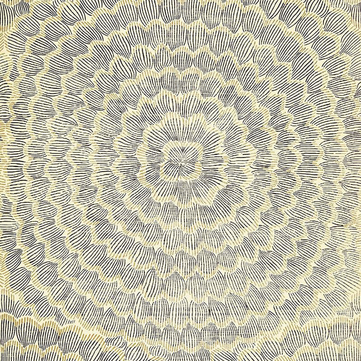 Feather Bloom Sisal Onyx & Gold 5006074 by Schumacher Designer Wallpaper Celerie Kemble 34.0" - Swanky Fabrics -