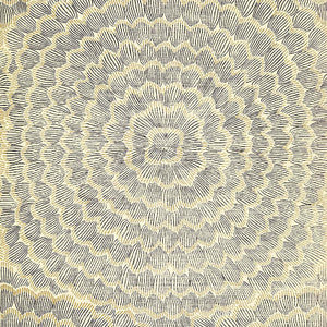 Feather Bloom Sisal Onyx & Gold 5006074 by Schumacher Designer Wallpaper