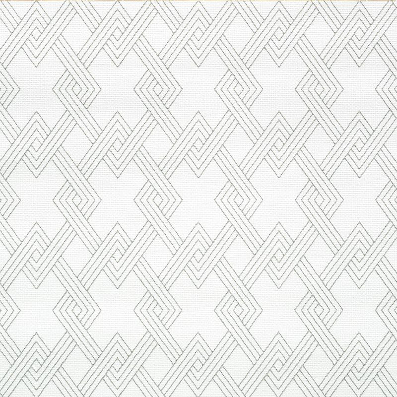 Hix Embroidered Paperweave Grey 5008950 by Schumacher Designer Wallpaper Happy Together 3.75" - Swanky Fabrics -