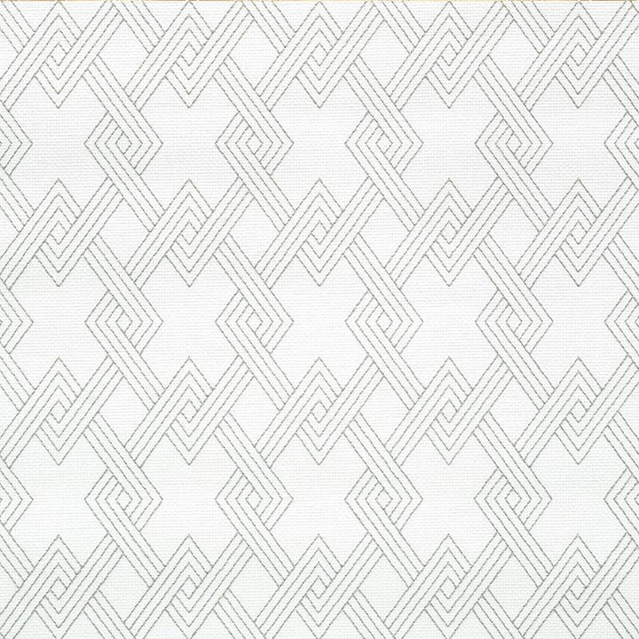 Hix Embroidered Paperweave Grey 5008950 by Schumacher Designer Wallpaper Happy Together 3.75" - Swanky Fabrics -