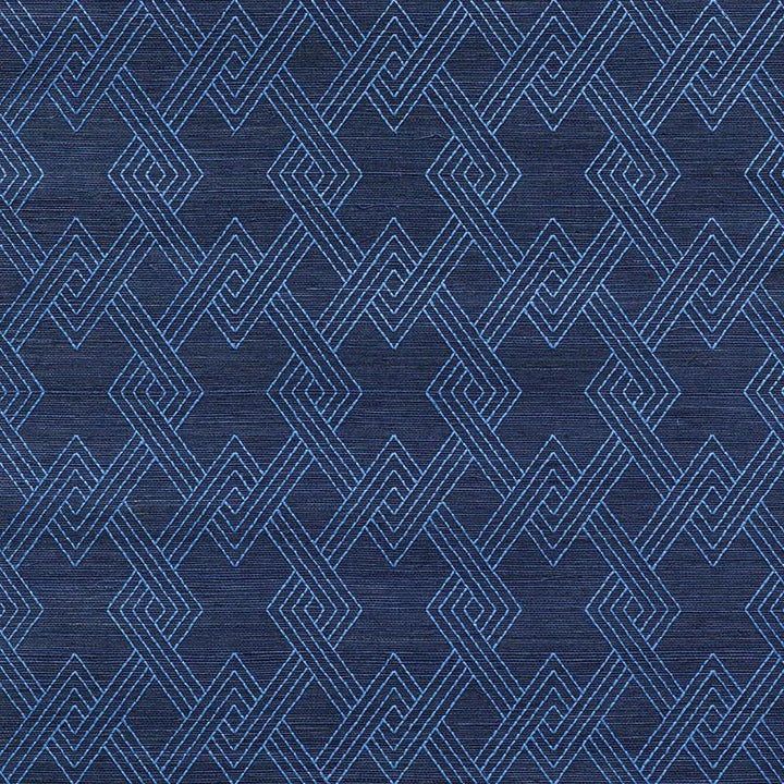 Hix Embroidered Sisal Blue 5008970 by Schumacher Designer Wallpaper Happy Together 3.75" - Swanky Fabrics -