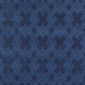 Hix Embroidered Sisal Blue 5008970 by Schumacher Designer Wallpaper