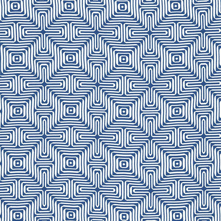 Amazing Maze Indoor/Outdoor Ocean 65320 by Schumacher Designer Fabric Trina Turk 6.38" - Swanky Fabrics -