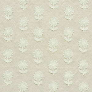Paley Embroidery Natural 73482 by Schumacher Designer Fabric