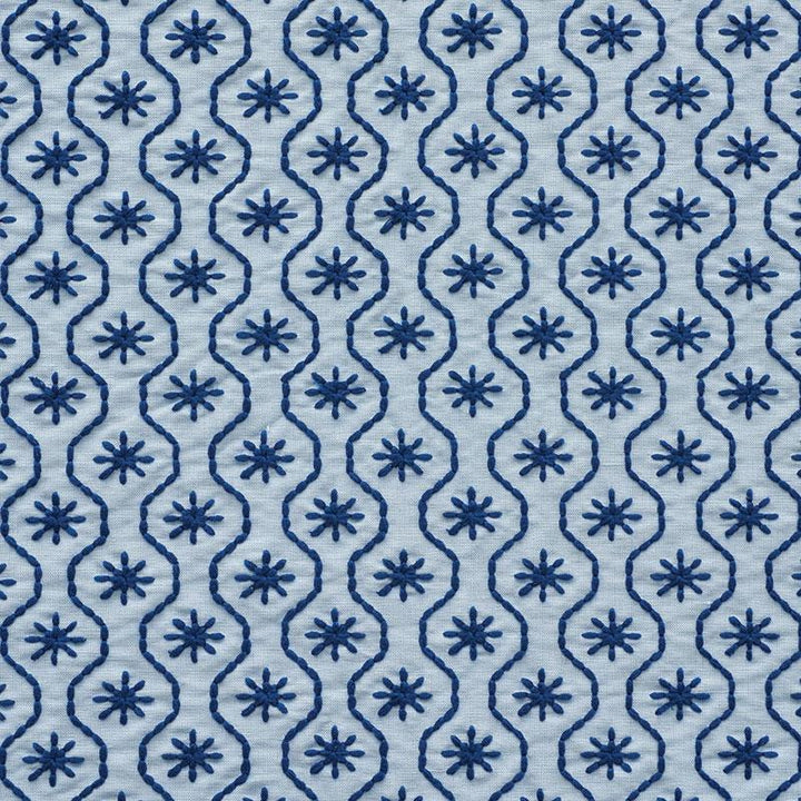 Gigi Embroidery Blue 73492 by Schumacher Designer Fabric Happy Together 2.0" - Swanky Fabrics -
