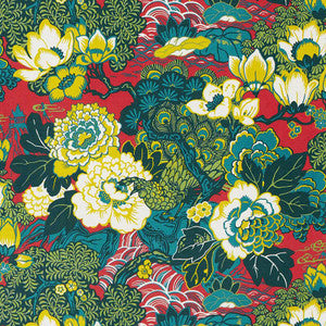 Shanghai Peacock Cerise 175130 by Schumacher Designer Fabric