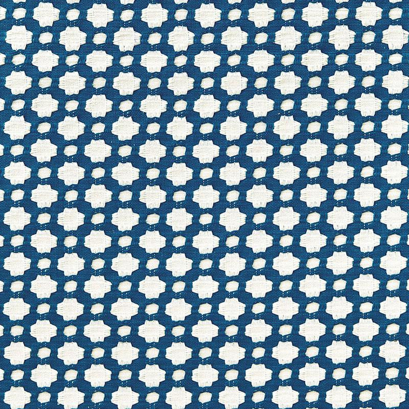 Betwixt Indigo/Ivory 65681 by Schumacher Designer Fabric Essentials: Small-Scale Upholstery 1.62" - Swanky Fabrics -