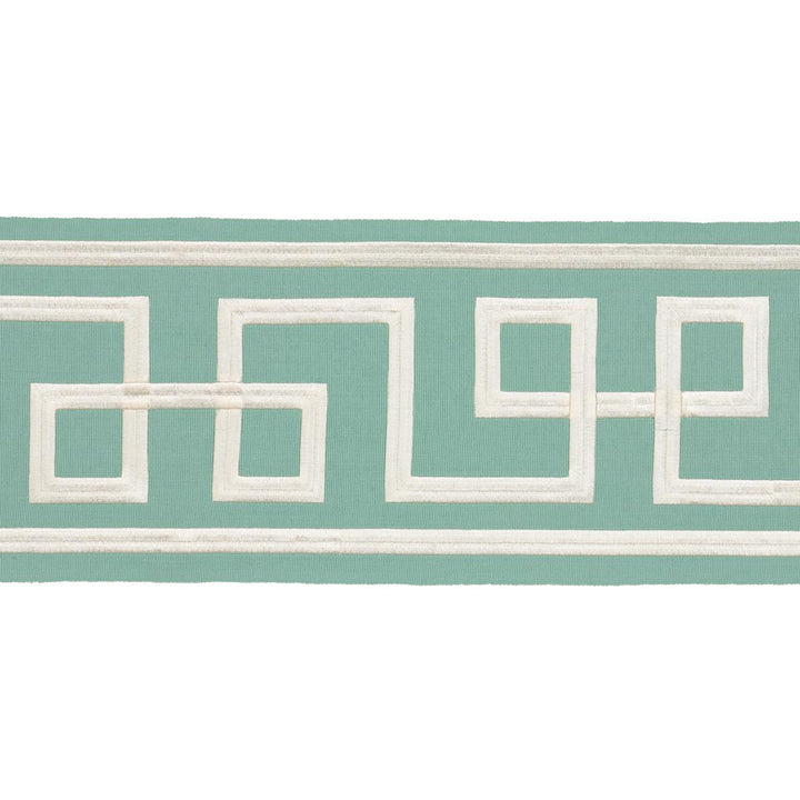 Octavius Tape Aqua Marine 66161 by Schumacher Designer Trim Mary Mcdonald 15.0" - Swanky Fabrics -