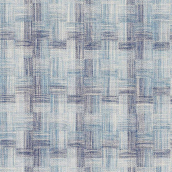 Boro Plaid Indigo 73740 by Schumacher Designer Fabric Folk Art 6.12" - Swanky Fabrics -