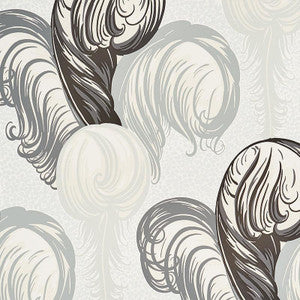 Plumes Grisaille 5009151 by Schumacher Designer Wallpaper