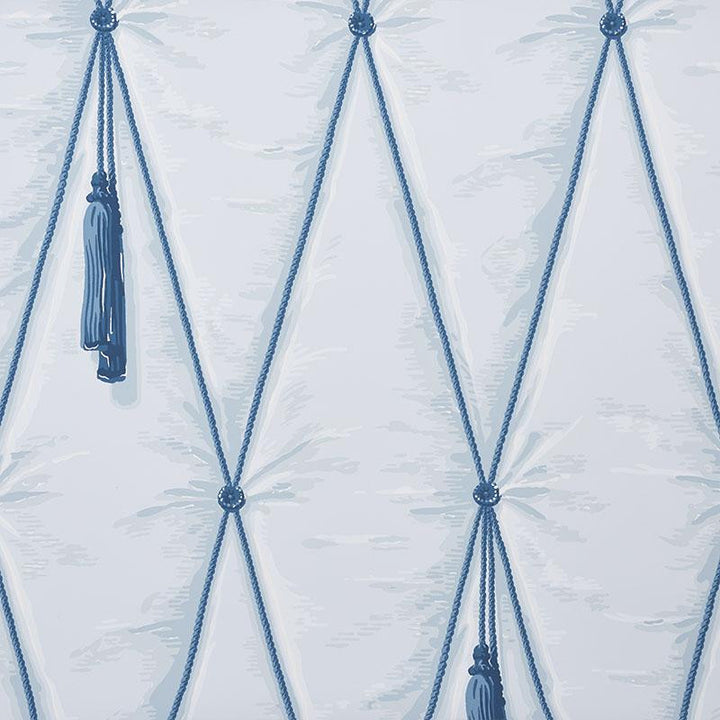 Drapery Blue 5009162 by Schumacher Designer Wallpaper Trompe L'Oeil 9.0" - Swanky Fabrics -