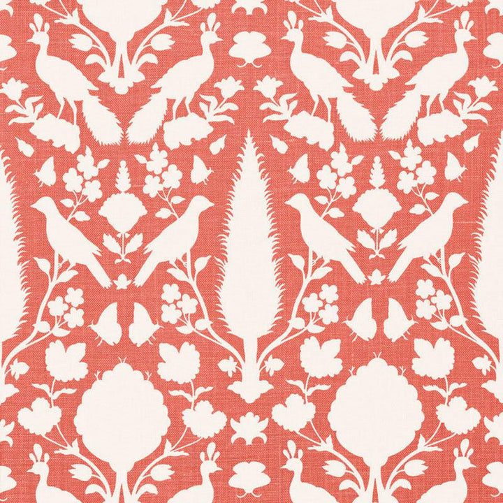 Chenonceau Coral 173564 by Schumacher Designer Fabric Exuberant Prints 13.5" - Swanky Fabrics -