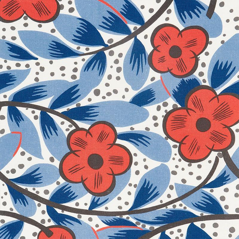 Cocarde Espagnole Red & Blue 177550 by Schumacher Designer Fabric Fashion Forward 27.0" - Swanky Fabrics -