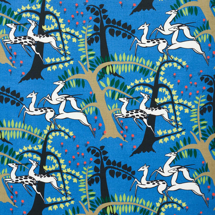 Antelopes Cobalt 177572 by Schumacher Designer Fabric Fashion Forward 26.5" - Swanky Fabrics -