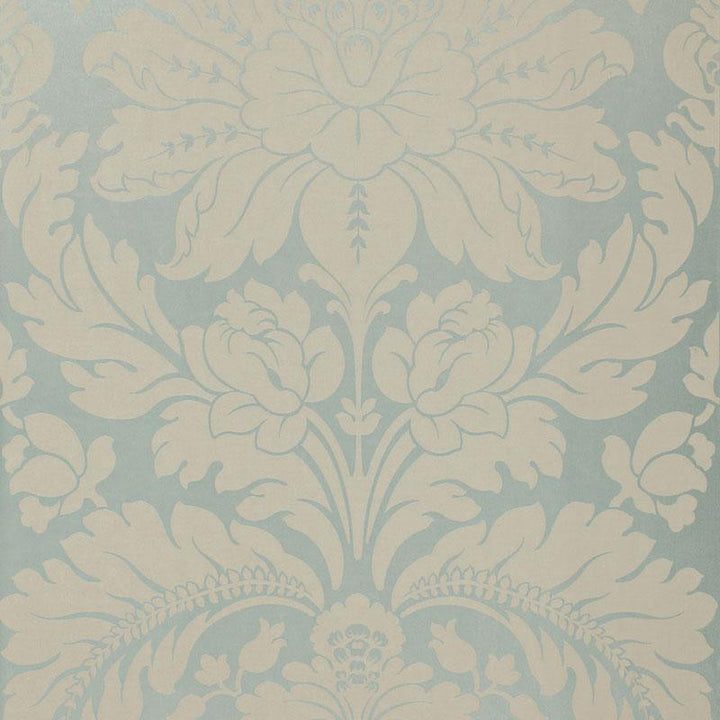 Anvers Damask Azure 66561 by Schumacher Designer Fabric Courtrai 27.5" - Swanky Fabrics -