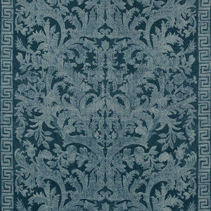 Carlotta Velvet Damask Indigo 175111 by Schumacher Designer Fabric
