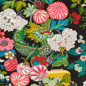 Chiang Mai Dragon Ebony 173275 by Schumacher Designer Fabric