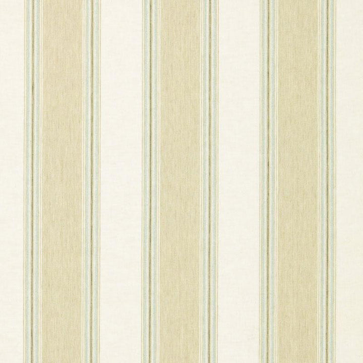 Savannah Linen Stripe Sesame 66080 by Schumacher Designer Fabric Sea Island Stripe 7.62" - Swanky Fabrics -