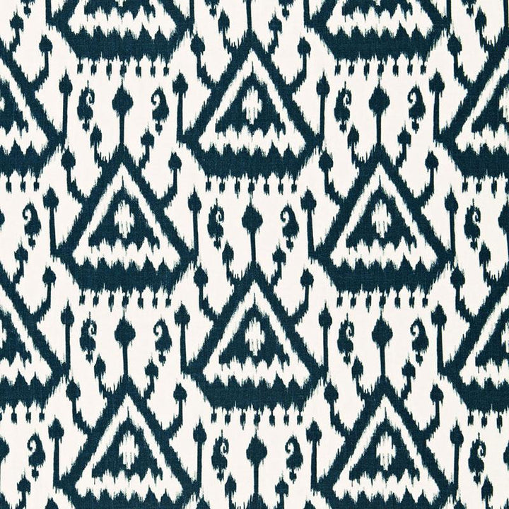 Vientiane Ikat Indigo 175022 by Schumacher Designer Fabric Print Happy 6.75" - Swanky Fabrics -