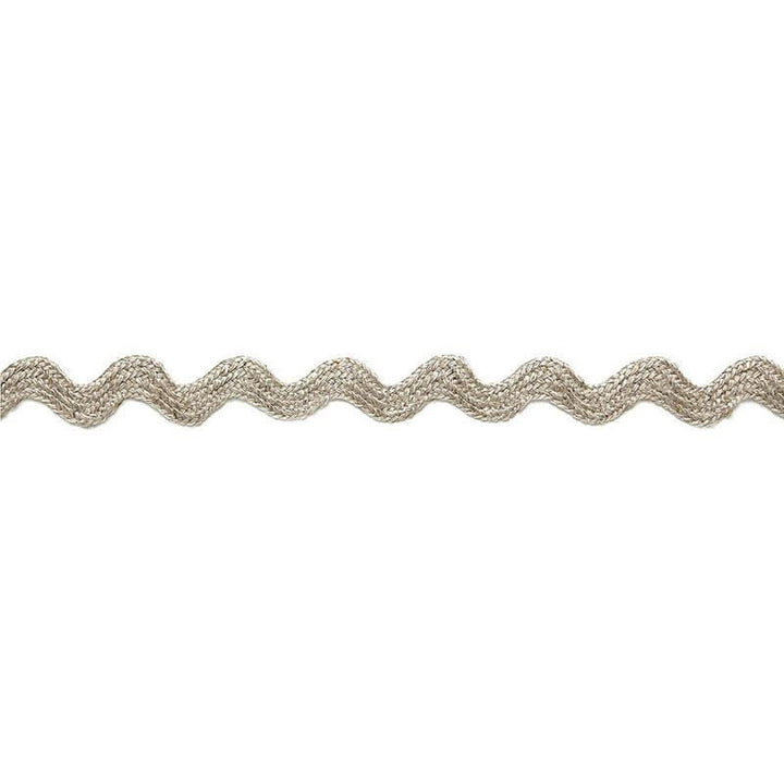 Chantal Linen Rickrack Greige 65461 by Schumacher Designer Trim Au Naturel - Swanky Fabrics -