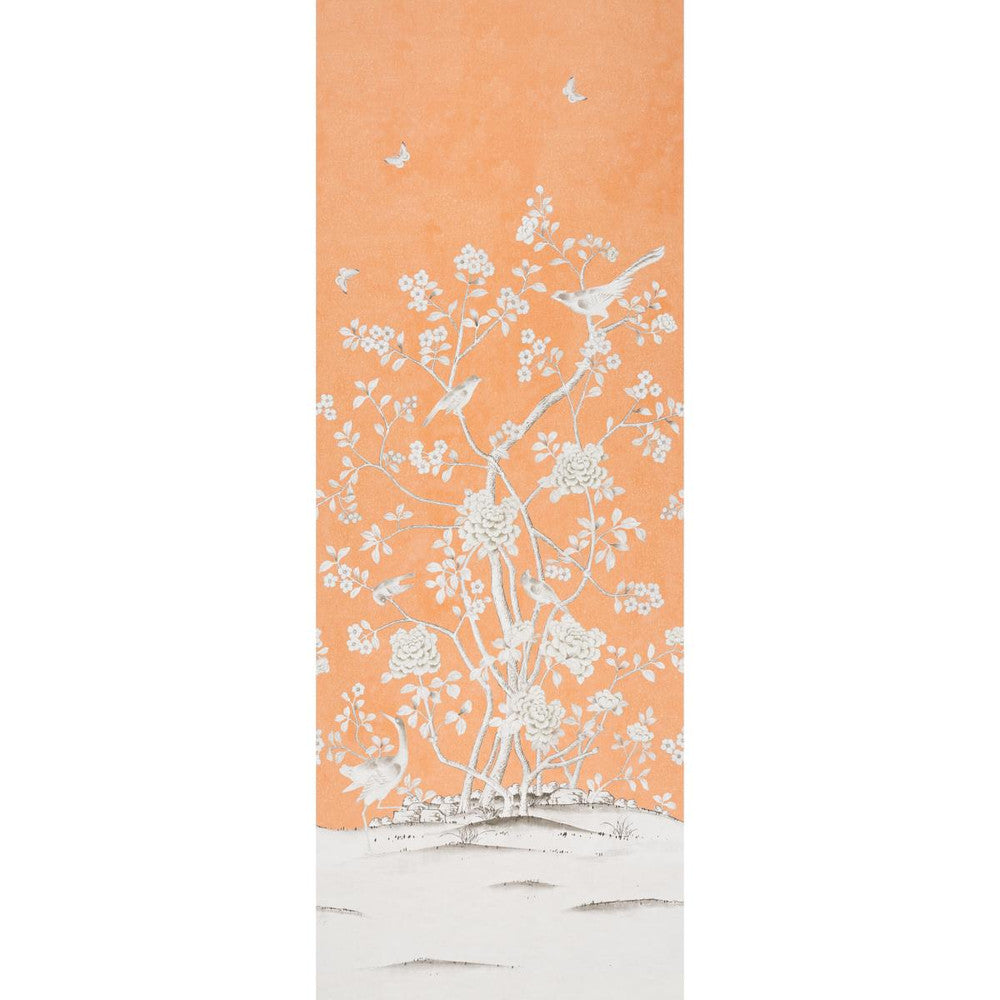 Chinois Palais Panel Tangerine 5007124 by Schumacher Designer Wallpaper Mary Mcdonald 51.75" - Swanky Fabrics -