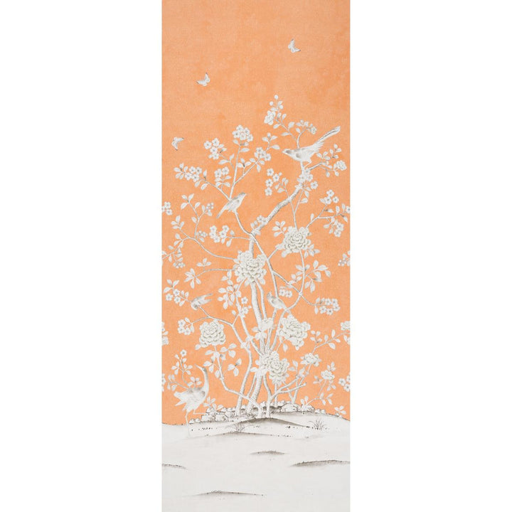 Chinois Palais Panel Tangerine 5007124 by Schumacher Designer Wallpaper Mary Mcdonald 51.75" - Swanky Fabrics -