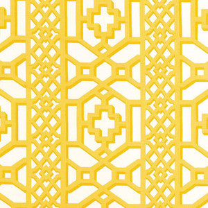 Zanzibar Trellis Chintz Canary 175730 by Schumacher Designer Fabric