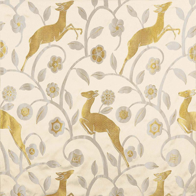Les Gazelles Au Bois Ecru 68911 by Schumacher Designer Fabric 125Th Anniversary 25.62" - Swanky Fabrics -