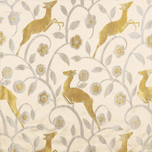 Les Gazelles Au Bois Ecru 68911 by Schumacher Designer Fabric