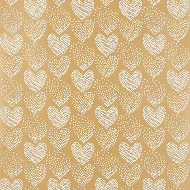 Heart Of Hearts Ivory & Gold 5008360 by Schumacher Designer Wallpaper Heart Of Hearts 6.75" - Swanky Fabrics -