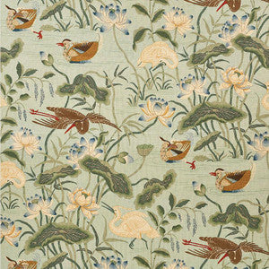 Lotus Garden Aqua 172938 by Schumacher Designer Fabric