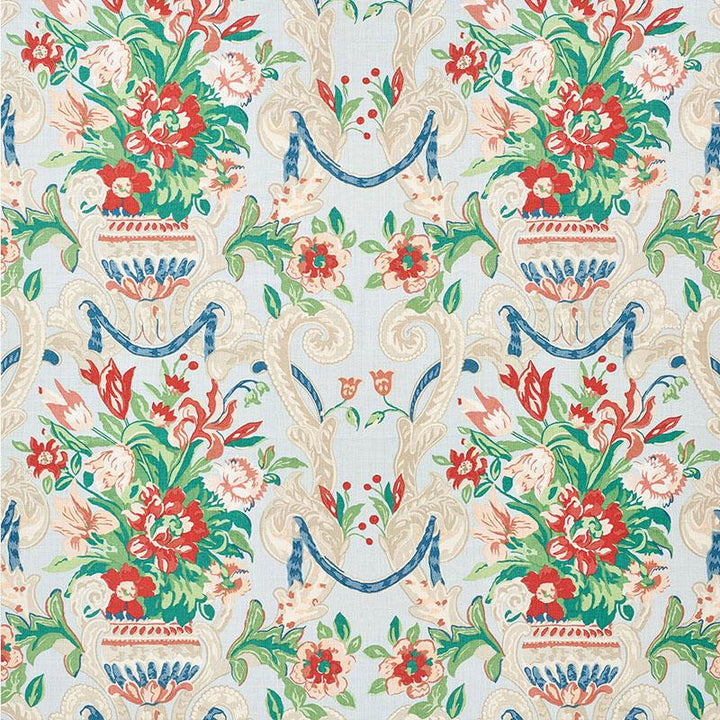 Aylesbury Vase Aqua 173844 by Schumacher Designer Fabric Classic Prints 27.0" - Swanky Fabrics -