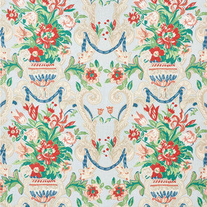 Aylesbury Vase Aqua 173844 by Schumacher Designer Fabric