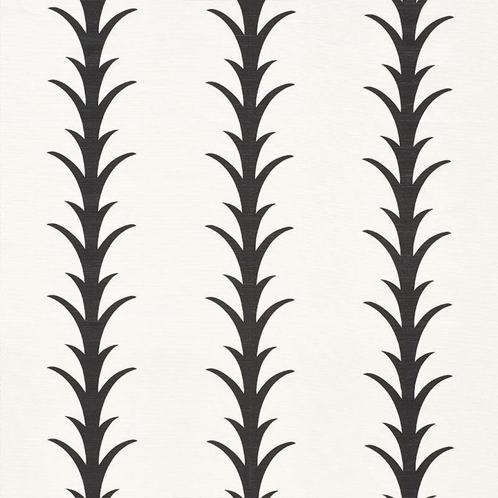 Acanthus Stripe Carbon 177632 by Schumacher Designer Fabric Celerie Kemble 10.75" - Swanky Fabrics -