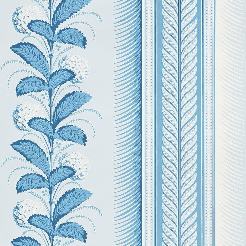 Hydrangea Drape Delft 5004454 by Schumacher Designer Wallpaper Greenhouse 27.0" - Swanky Fabrics -