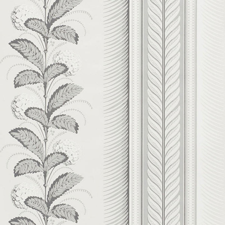 Hydrangea Drape Grisaille 5004455 by Schumacher Designer Wallpaper Greenhouse 27.0" - Swanky Fabrics -