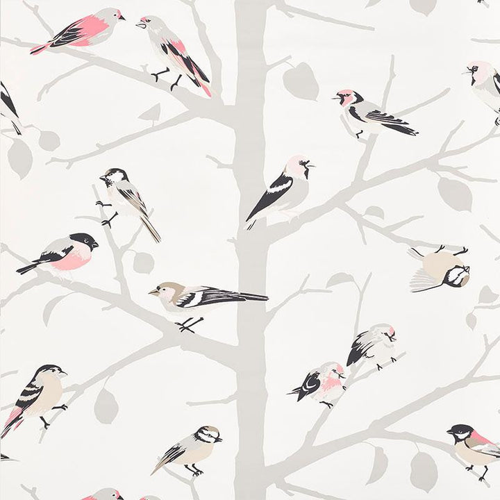 A-Twitter Blush 5005032 by Schumacher Designer Wallpaper Modern Nature 27.0" - Swanky Fabrics -