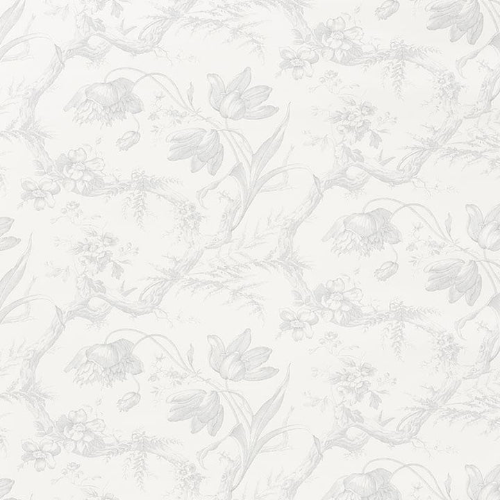 Toile De Fleurs Grisaille 5009120 by Schumacher Designer Wallpaper Signature Schumacher 13.5" - Swanky Fabrics -