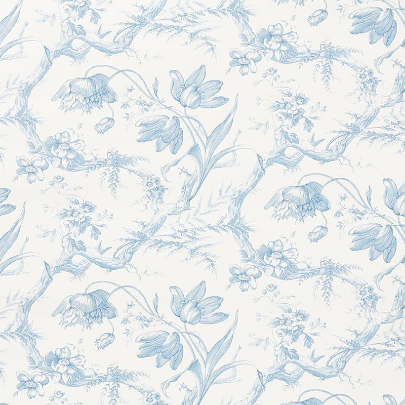 Toile De Fleurs Delft 5009121 by Schumacher Designer Wallpaper Signature Schumacher 13.5" - Swanky Fabrics -