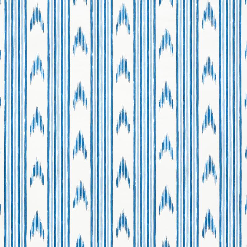 Santa Barbara Ikat Indigo 5009220 by Schumacher Designer Wallpaper Mark D. Sikes 27.0" - Swanky Fabrics -