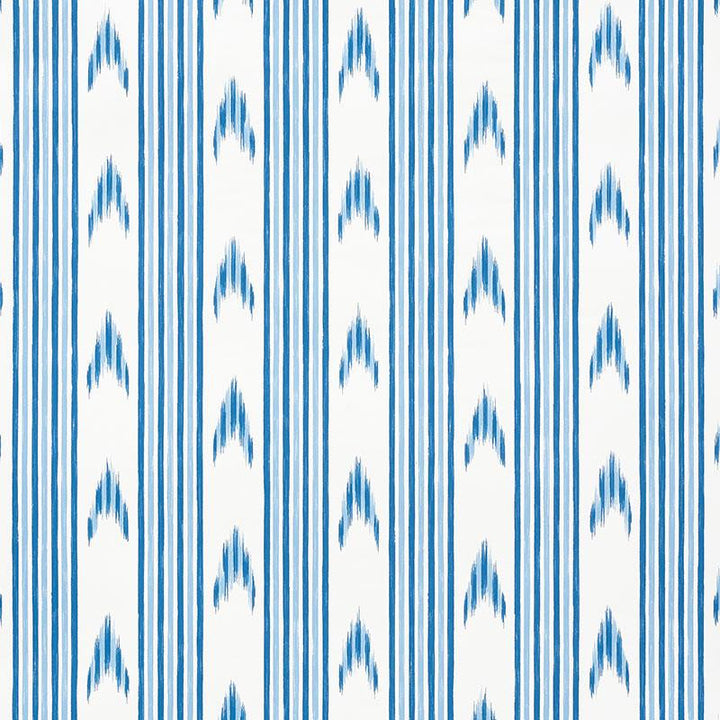 Santa Barbara Ikat Indigo 5009220 by Schumacher Designer Wallpaper Mark D. Sikes 27.0" - Swanky Fabrics -