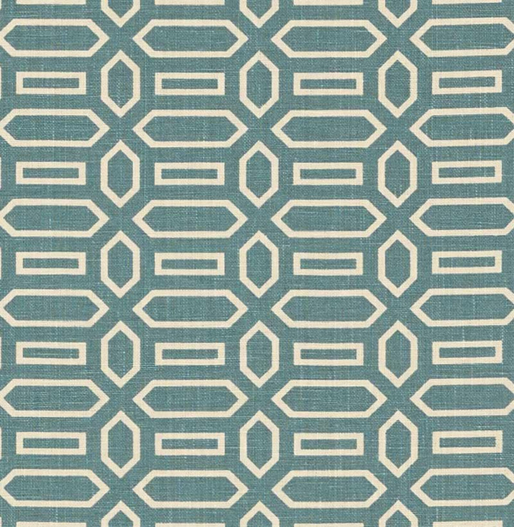 Pavilion Peacock Blue 176145 by Schumacher Designer Fabric Veere Grenney 2.5" - Swanky Fabrics -